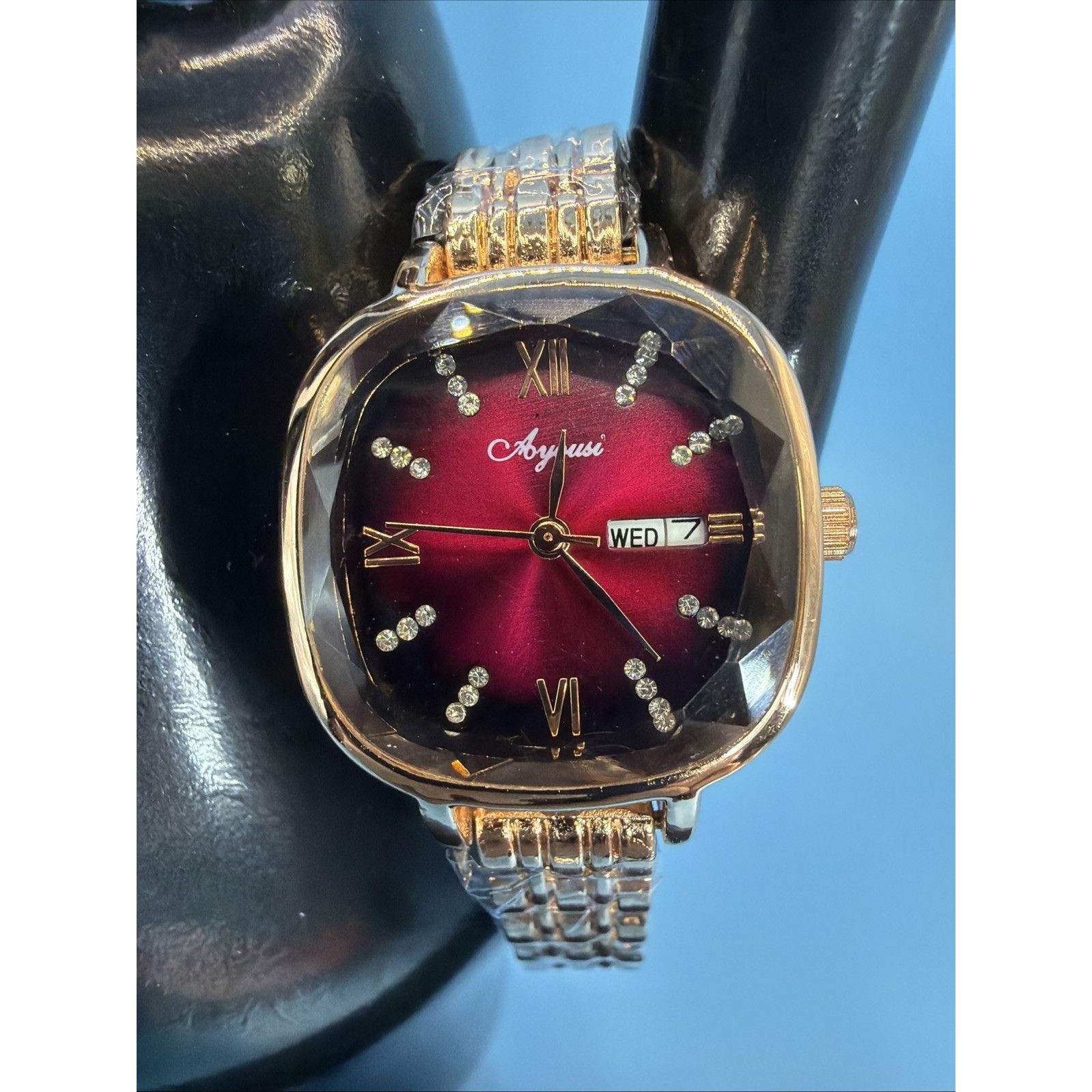 Rose Gold Womens Analog Wristwatch  DateDay Purple Dial By Agyousi